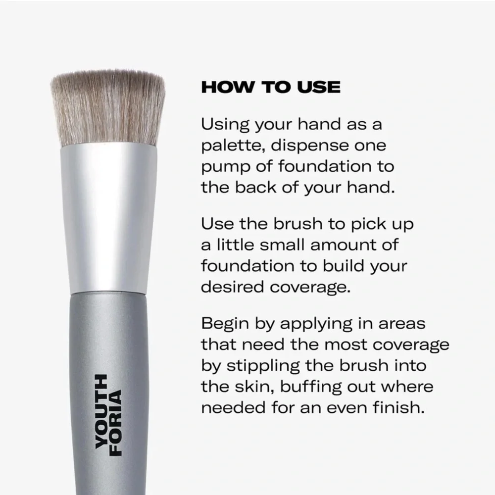 Youthforia Oval Foundation Brush blend buff narrow width control coverage NEW